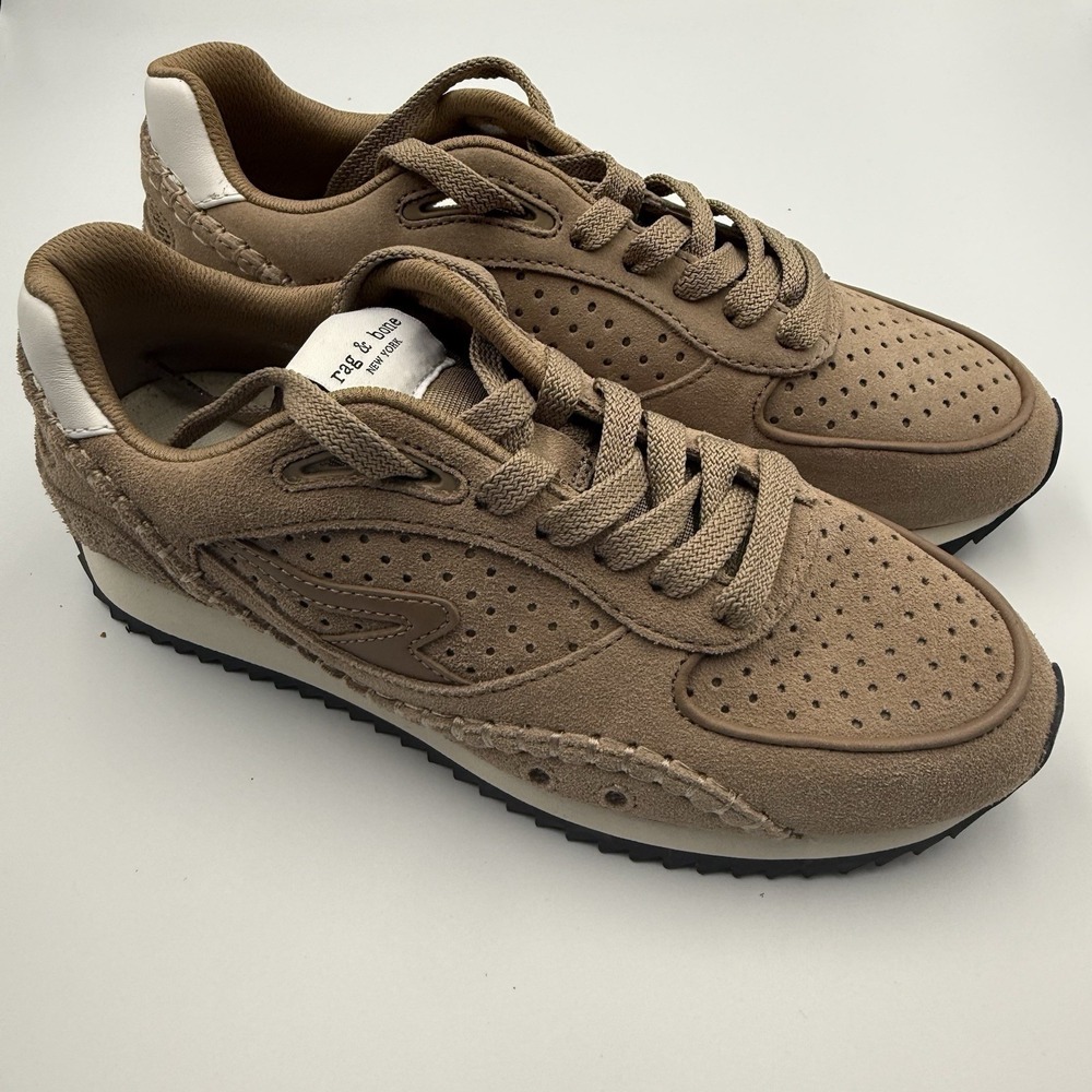 Rag & Bone Retro Runner Sneakers Tan Suede Ortholite Women's Size 8